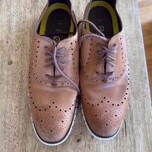 Cole Haan Tan Leather Brogue Derby Oxfords